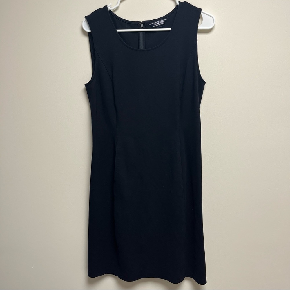 Land’s End Black Mid Length shift dress with front pockets‎ size 10